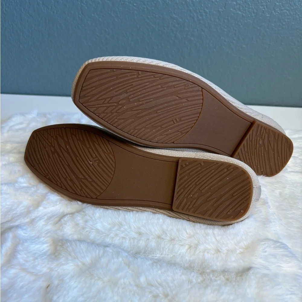 Frank Mully Women’s Square Toe Knit Flats Nude Size 8.5 NWOT